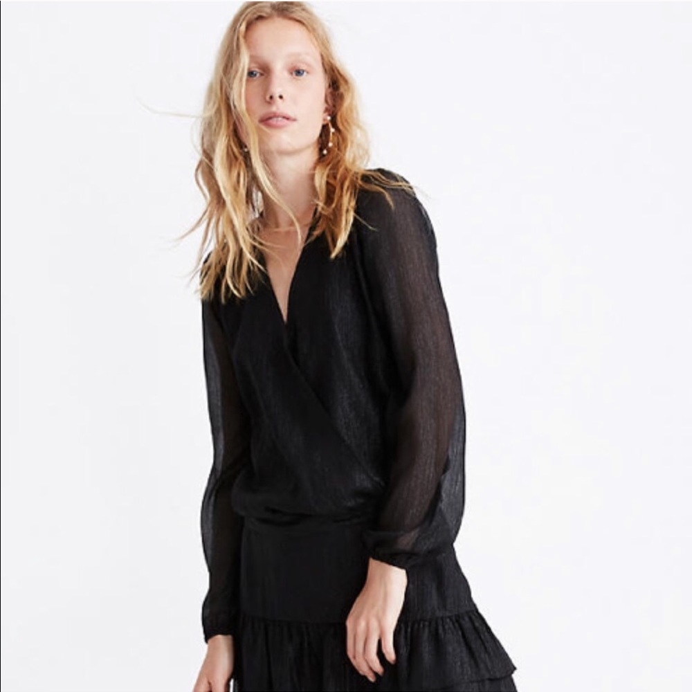 NWT Madewell Shimmer Lyric Wrap Top In True